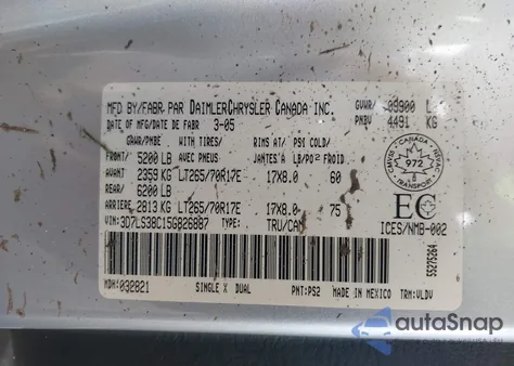 2005 Dodge Ram 3500 Slt/Laramie z USA, uszkodzony, nr VIN 3D7LS38C15G826887